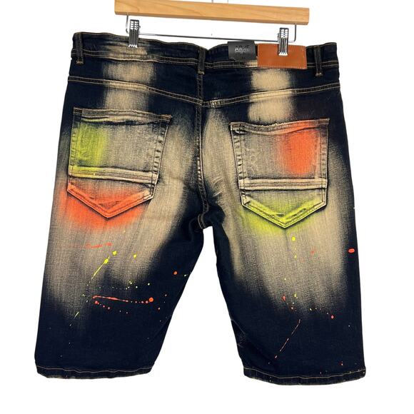 NEW Arketype 36 Dark Wash Denim‎ Distressed Y2K Grunge Hip Hop City Men's Shorts - Picture 2 of 10